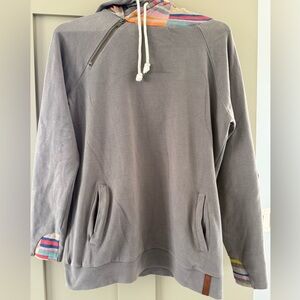 AMPERSAND AVE Gray DoubleHoodie with  Stripe Accents